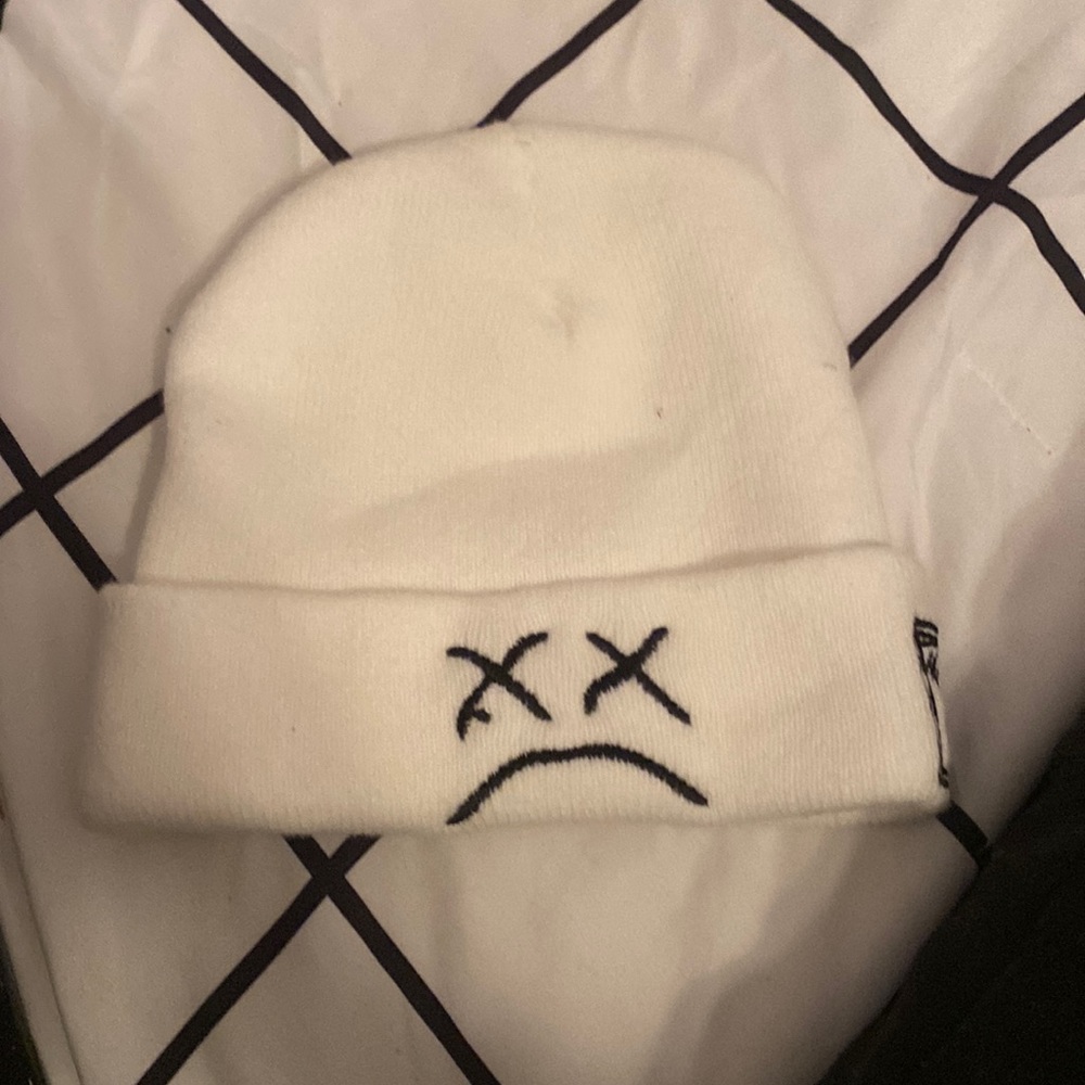 Black and white beanie